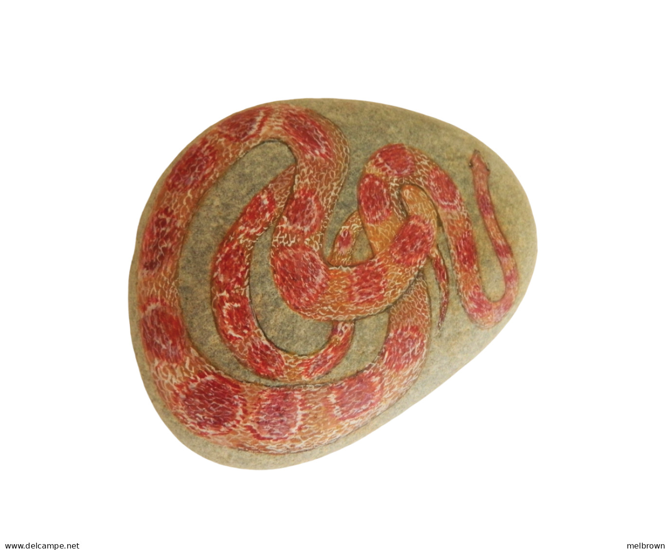 CORN SNAKE Hand Painted On A Beach Stone Paperweight Decoration - Presse-papier