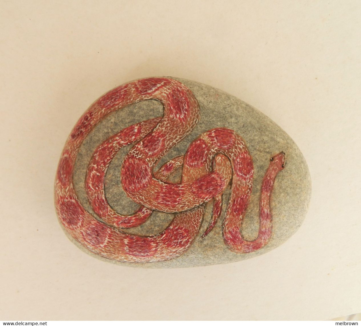 CORN SNAKE Hand Painted On A Beach Stone Paperweight Decoration - Paper-weights