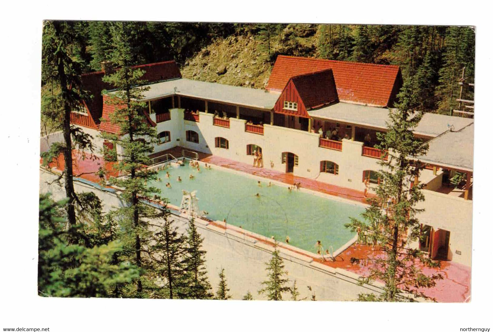 JASPER, Alberta, Canada, Miette Hot Springs Pool, Old Chrome Postcard - Jasper