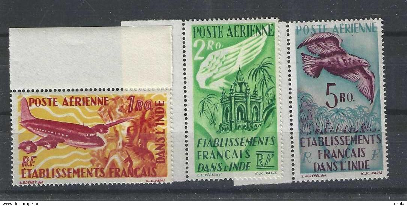 Timbres établissement Des INDE N°18-19-20 Valeur 35 € - Gebruikt