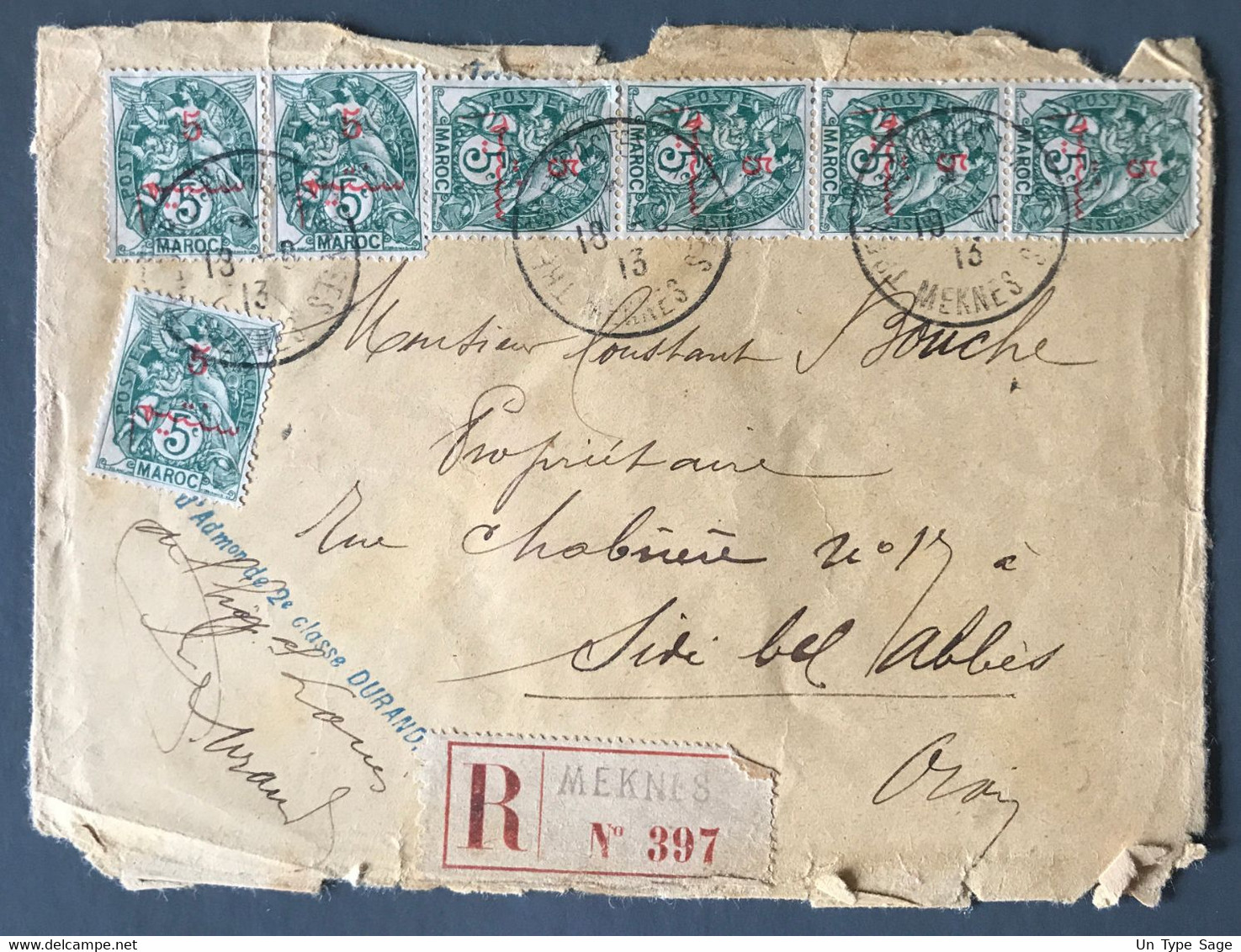 Maroc N°40 (x7) Sur Enveloppe TAD TRESOR ET POSTES AUX ARMEES MEKNES 18.8.1913 - (C1690) - Covers & Documents