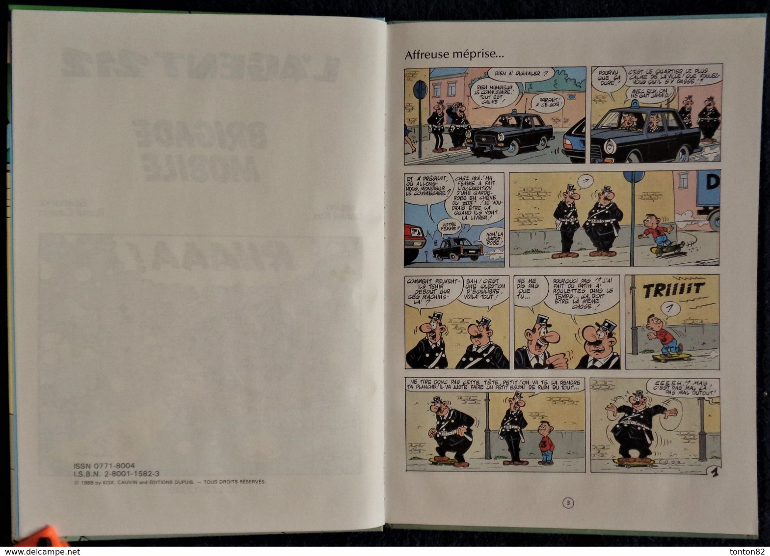 Raoul Cauvin / Cox - L' Agent 212 - N° 9 - Brigade Mobile - Éditions Dupuis  - (  1988 ) . - Agent 212, L'