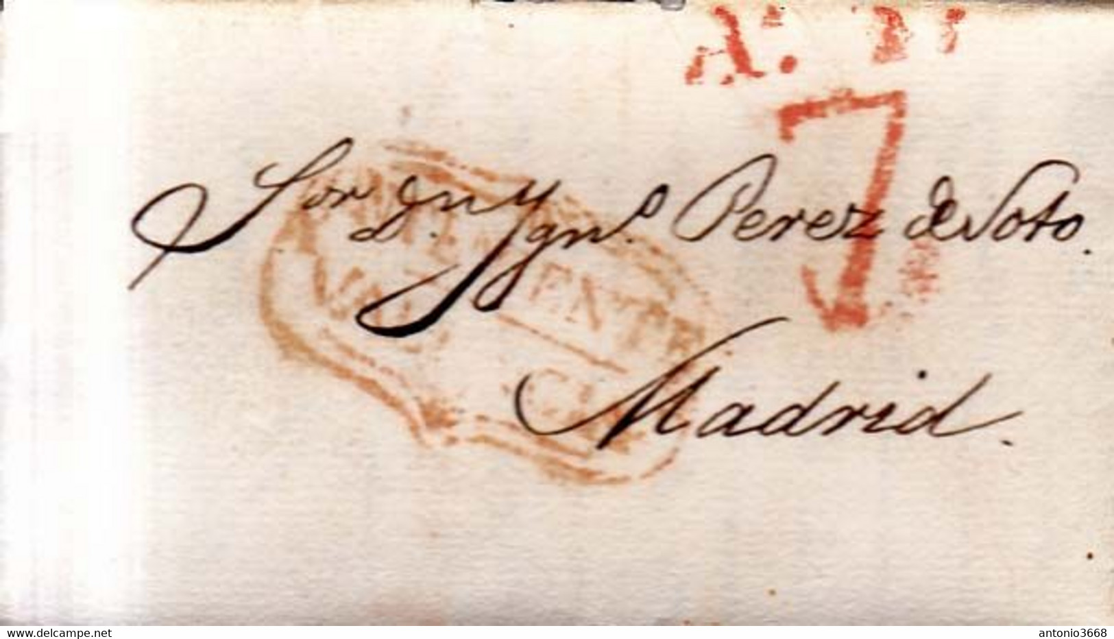 Año 1832 Prefilatelia Carta De Bocayrente A Madrid Marcas Onteniente Valencia , Porteo Y Llegada Asensio Belda - ...-1850 Prephilately