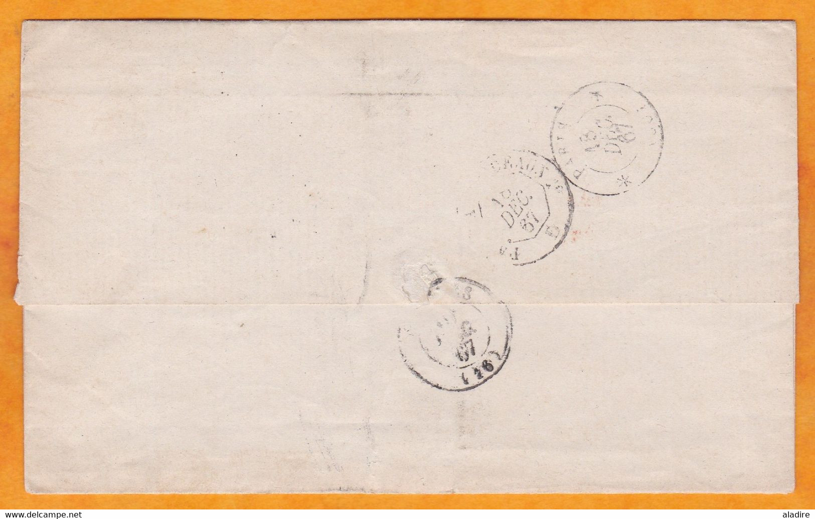 1867 - Enveloppe Pliée D'Amsterdam Vers Saintes Près Cognac, France - Entrée Valenciennes - Cad Transit Et Arrivée - Briefe U. Dokumente