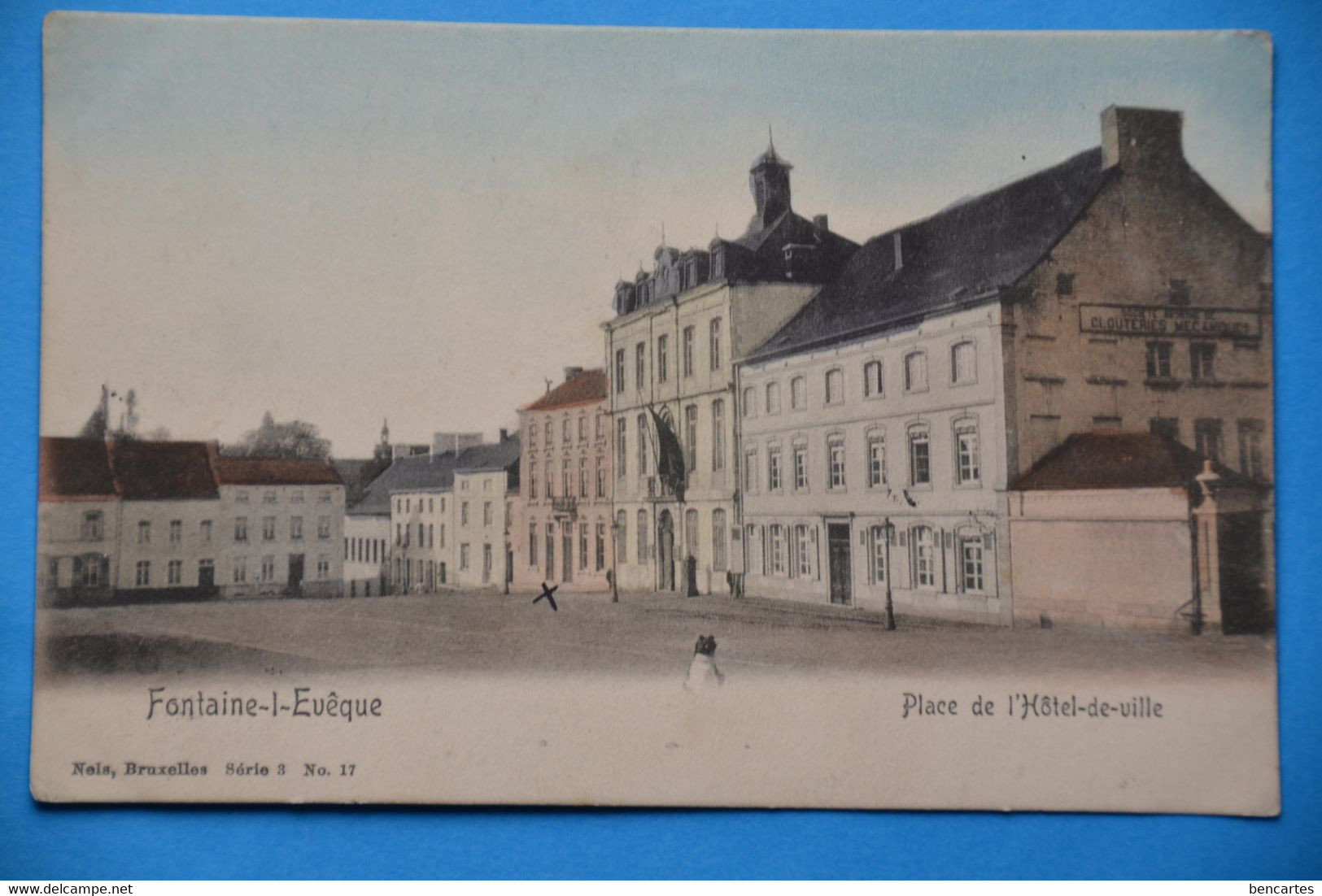 Fontaine-l'Evêque 1906: Place De L'Hôtel De Ville En Couleurs - Fontaine-l'Eveque