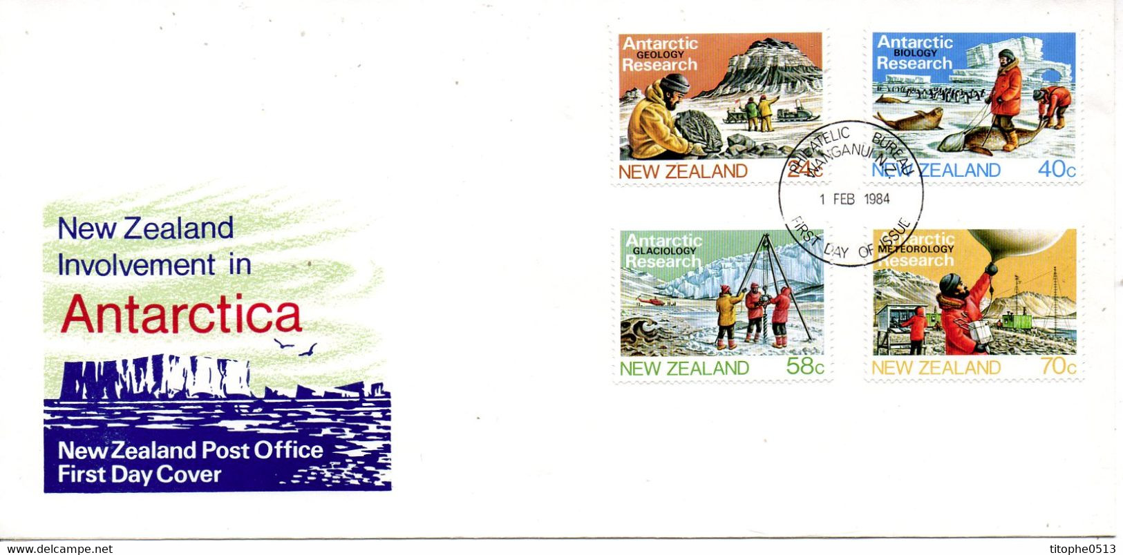 NOUVELLE-ZELANDE. N°859-62 De 1984 Sur Enveloppe 1er Jour. Recherches Antarctiques. - Research Programs