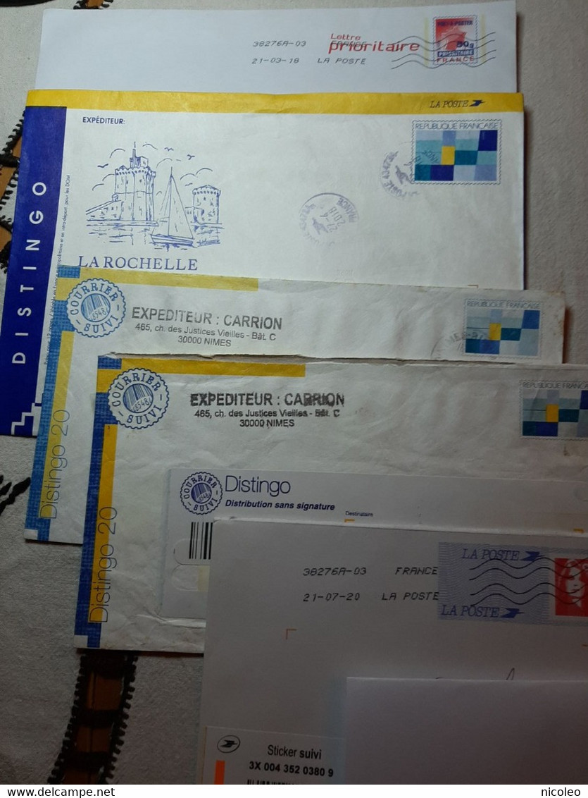 13 Entiers PAP, Oblit 2002/19, Dont Distingo LA ROCHELLE Et Lettre Verte Fenêtrée Repiquée VET DIAGNOSTICS, To Réunion - Lots Et Collections : Entiers Et PAP