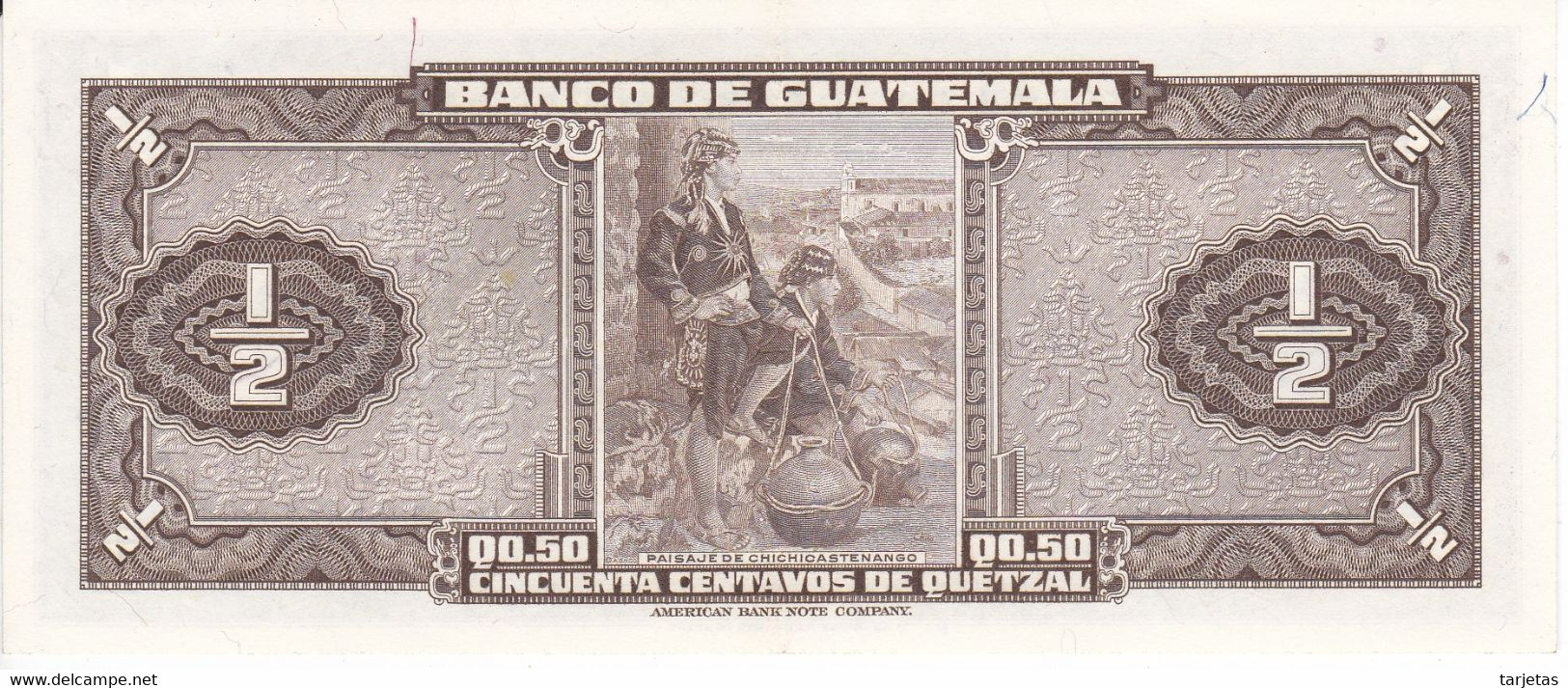 BILLETE DE GUATEMALA DE 50 CENTAVOS DE QUETZAL DEL AÑO 1958 EN CALIDAD EBC (XF) (BANKNOTE)  RARO - Guatemala
