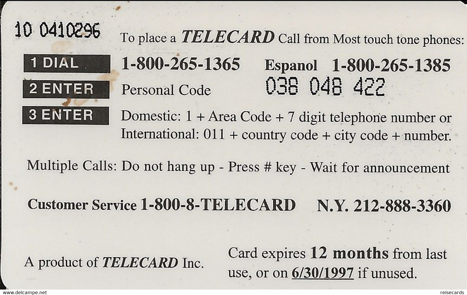 USA: Prepaid Telecard Inc. - Coins - Sprint