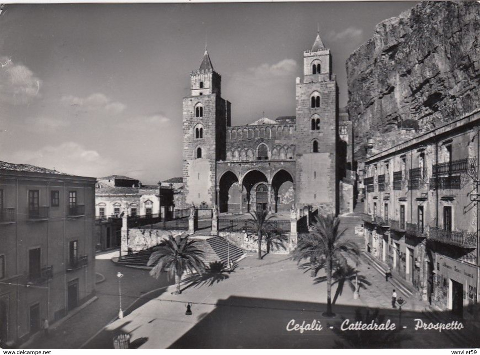 CEFALÚ-PALERMO-CATTEDRALE-PROSPETTO- CARTOLINA VERA FOTOGRAFIA  VIAGGIATA IL 13-5-1952 - Palermo