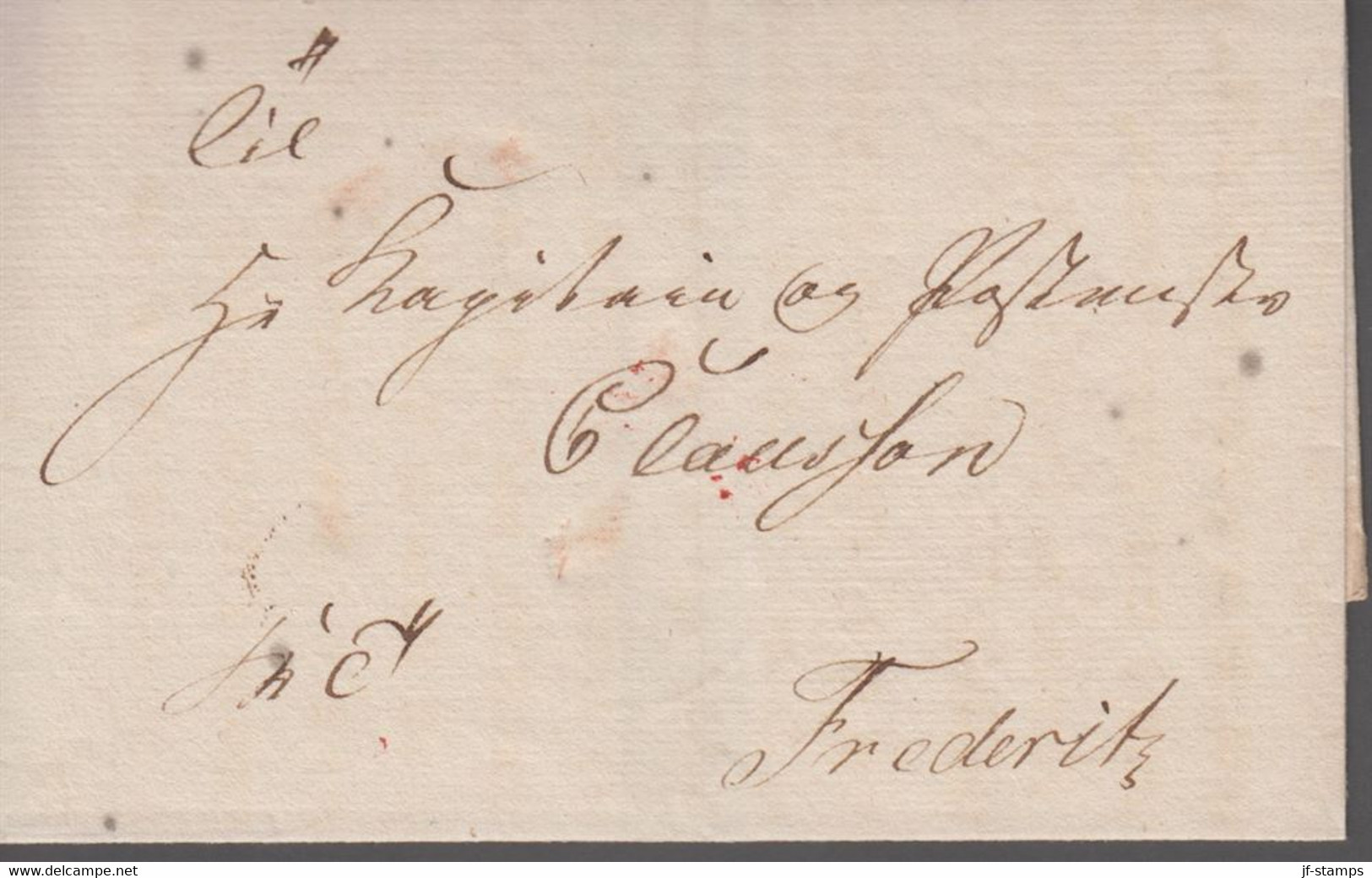 1820 DANMARK. Small Cover To Captain And Postmaster Clausson, Frederitz (Fredericia).... () - JF367055 - ...-1851 Prephilately