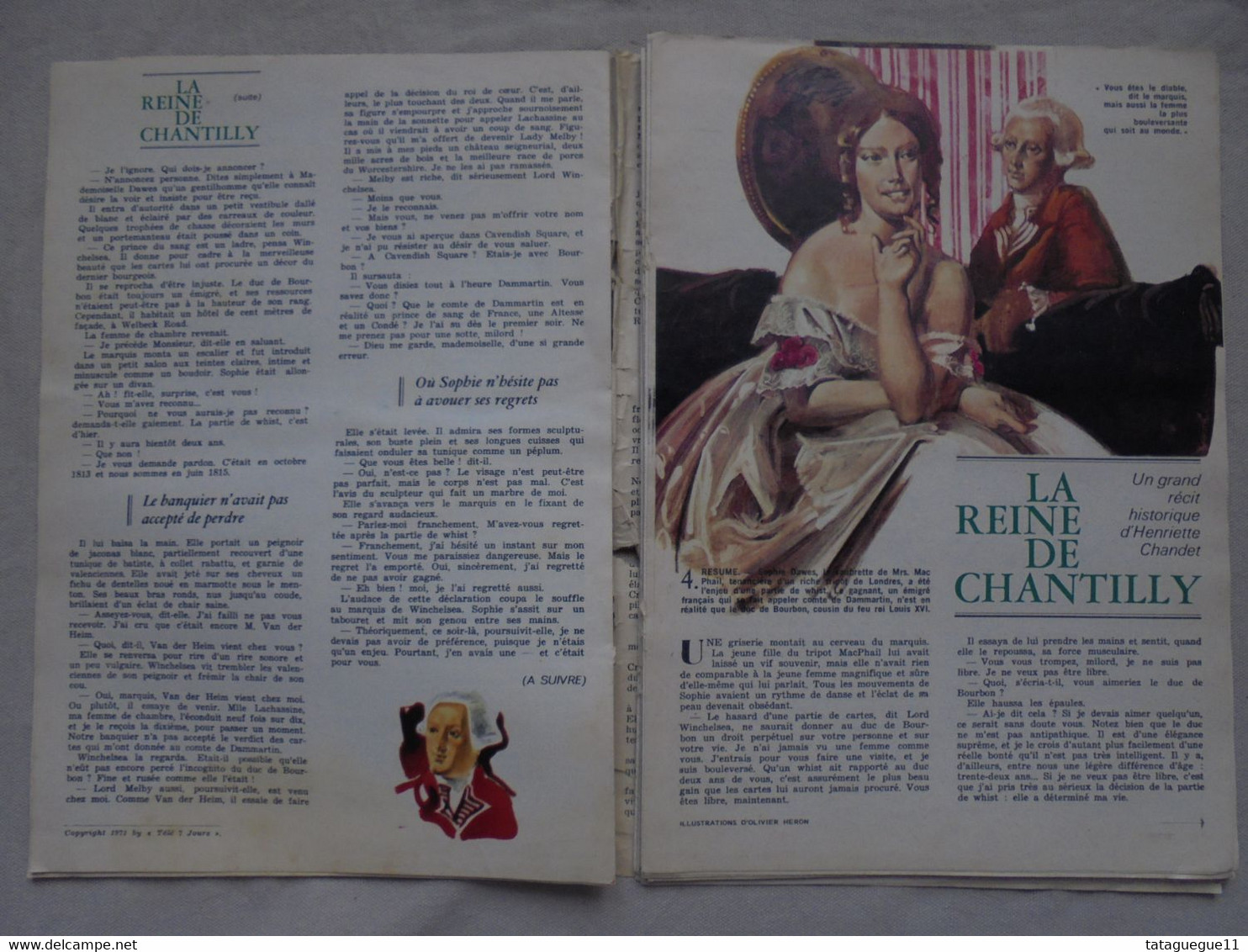 Ancien - Roman Télé 7 Jours La Reine De Chantilly Illustrations O. Heron 1971 - Andere & Zonder Classificatie