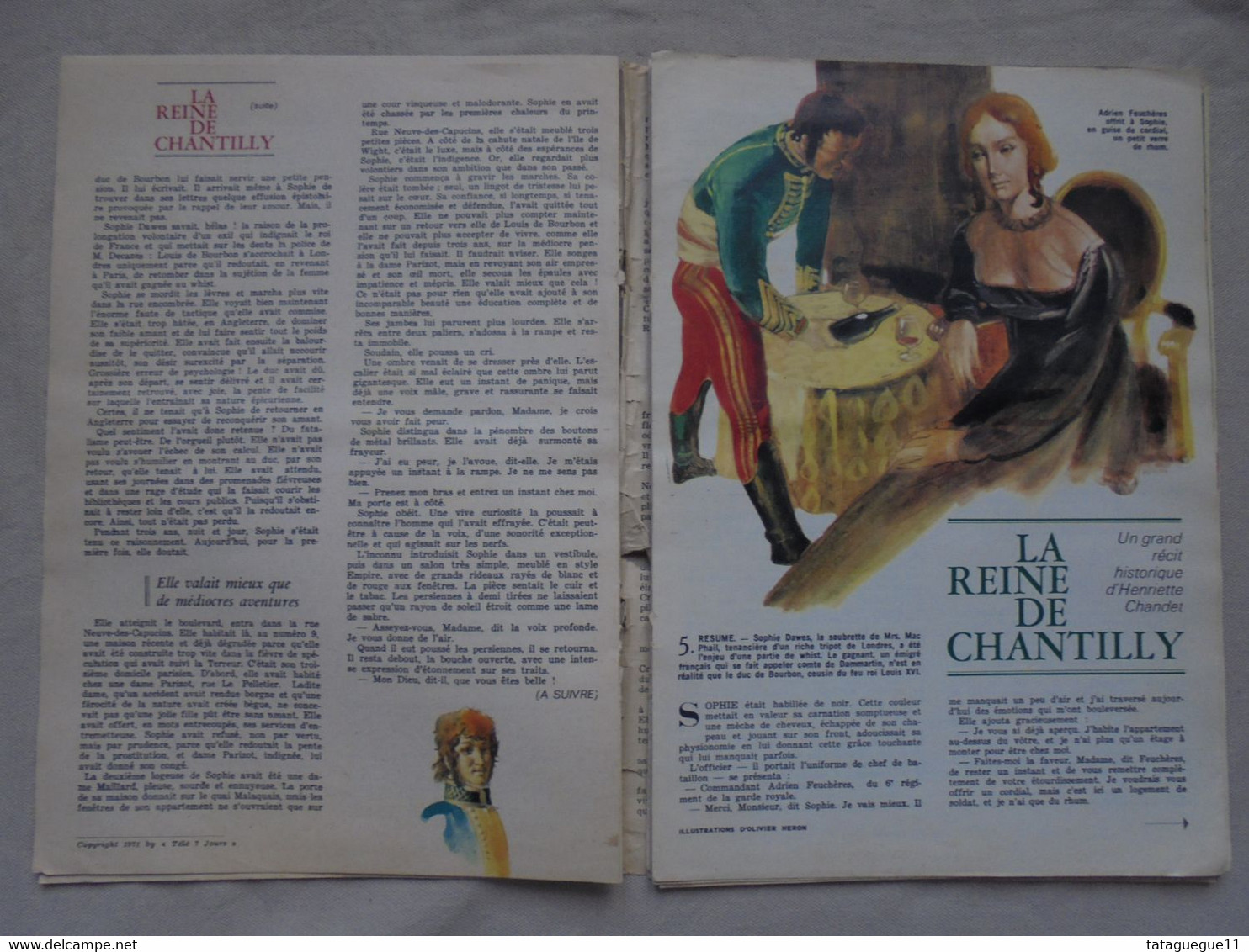 Ancien - Roman Télé 7 Jours La Reine De Chantilly Illustrations O. Heron 1971 - Andere & Zonder Classificatie