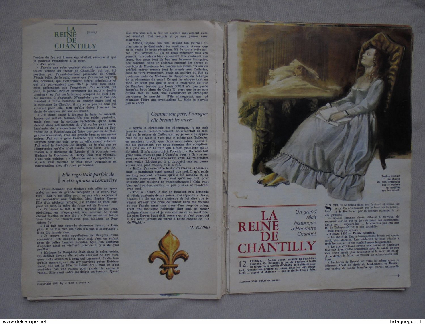Ancien - Roman Télé 7 Jours La reine de Chantilly Illustrations O. Heron 1971