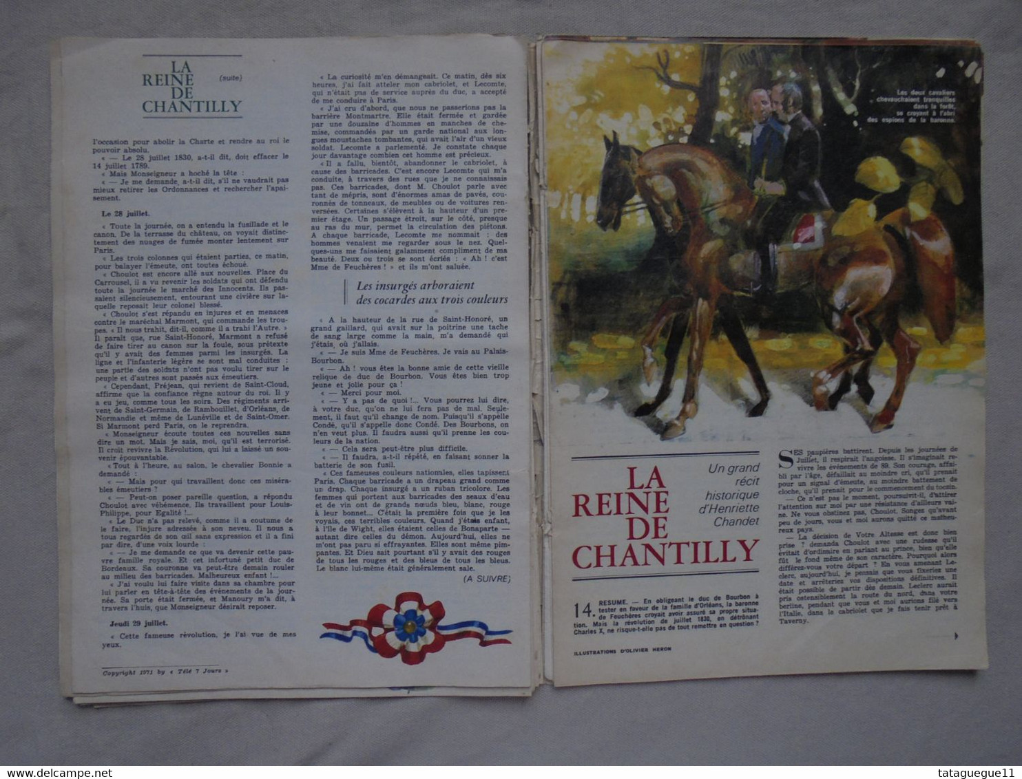 Ancien - Roman Télé 7 Jours La reine de Chantilly Illustrations O. Heron 1971