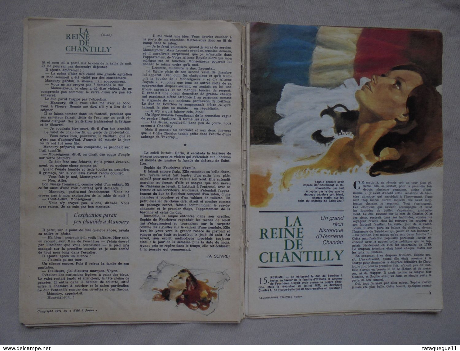 Ancien - Roman Télé 7 Jours La reine de Chantilly Illustrations O. Heron 1971