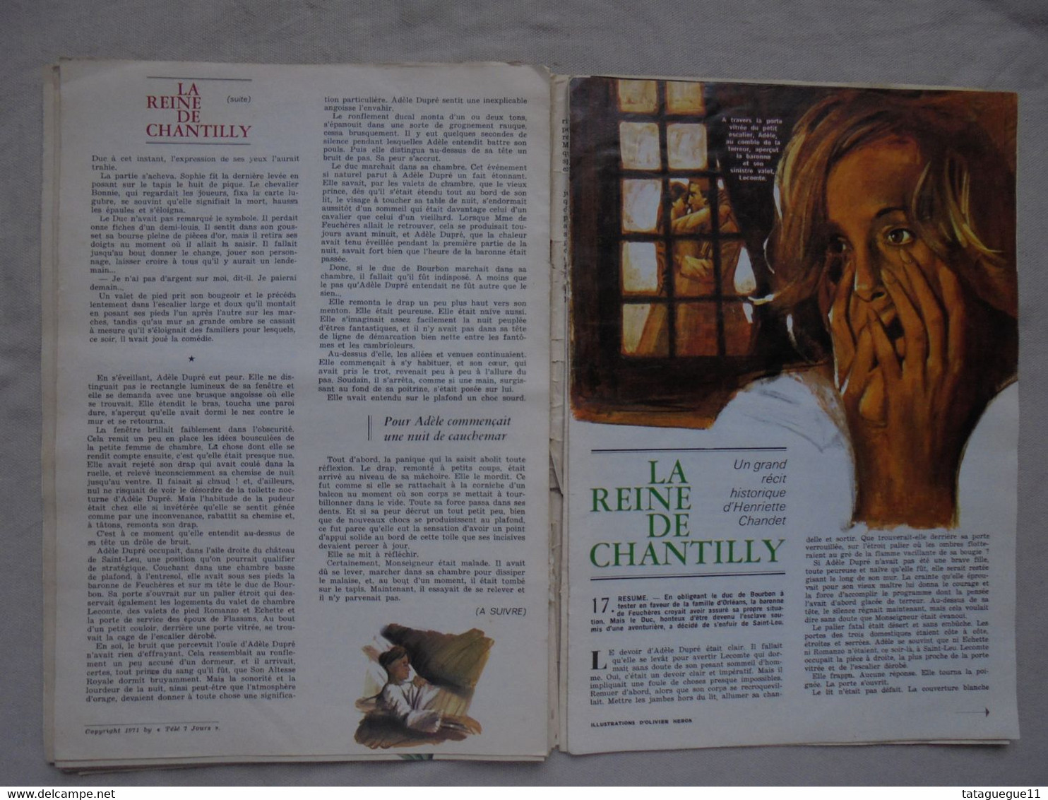 Ancien - Roman Télé 7 Jours La reine de Chantilly Illustrations O. Heron 1971