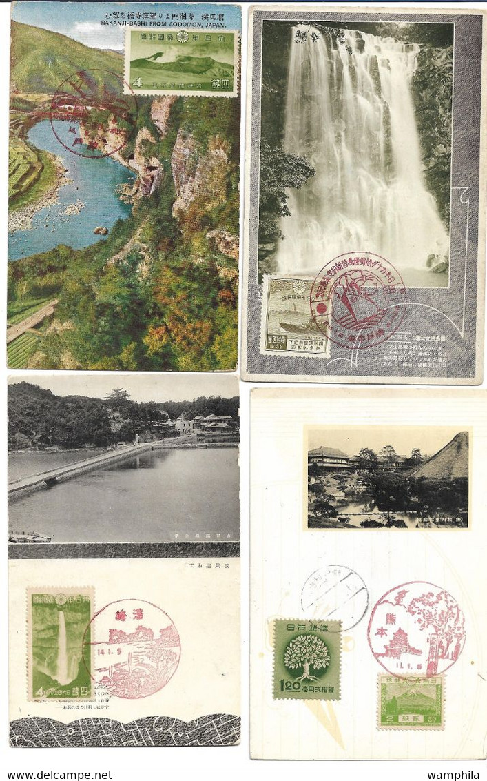 Japon 4 Cartes Commémoratives - Covers & Documents