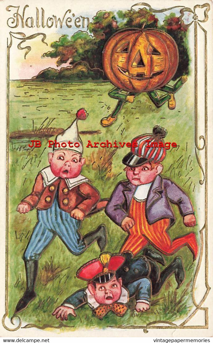 325983-Halloween, Whitney No WNY10-2, JOL Head Chasing Three Boys - Halloween