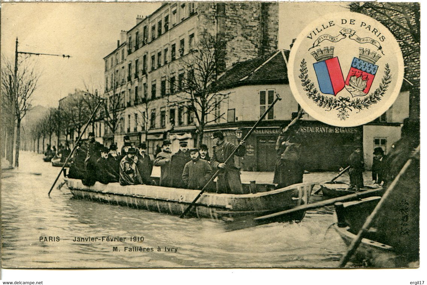 94200 Écusson Ville De PARIS - Crue 1910 - Le Président Armand FALLIÈRES à IVRY - Ivry Sur Seine