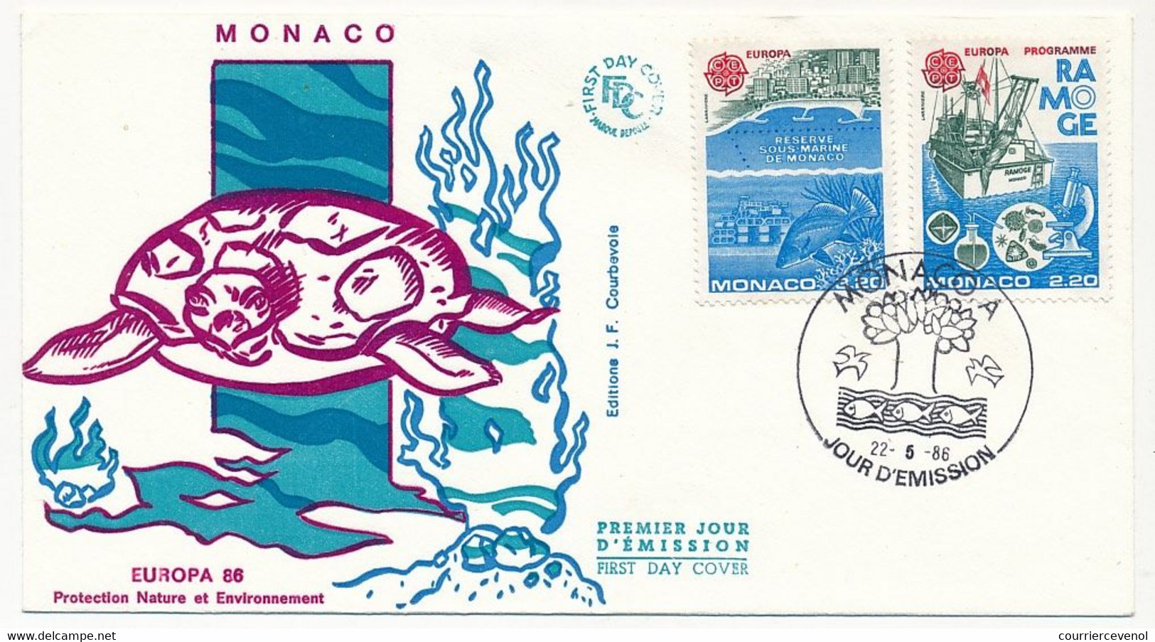 MONACO => Enveloppe FDC - 2,20 + 3,20 Europa 1986 - 22/5/1986 - Monaco A - FDC