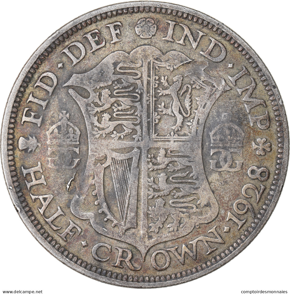 Monnaie, Grande-Bretagne, George V, 1/2 Crown, 1928, TB+, Argent, KM:835 - K. 1/2 Crown