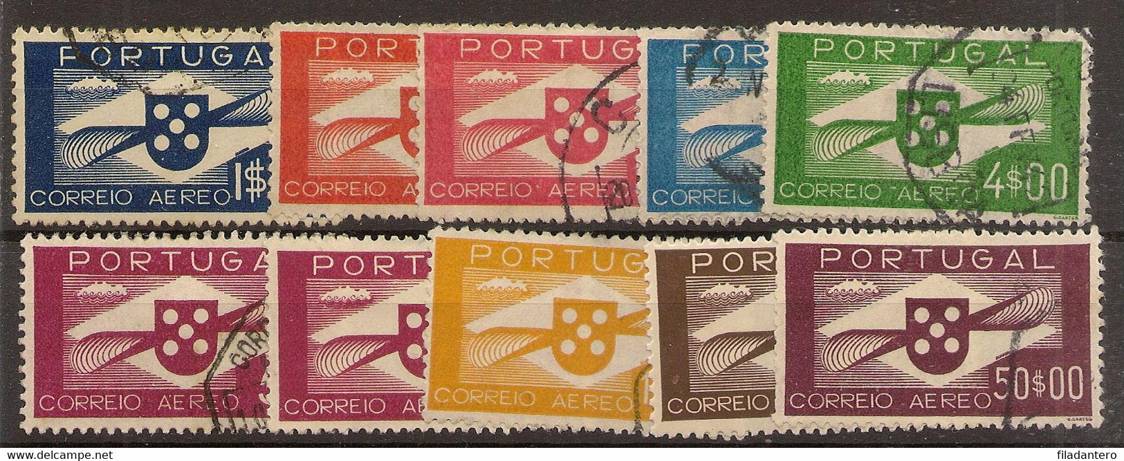 PORTUGAL AEREOS Yvert 1/10 (º) Serie Completa  Emblema Aviación  1937/41  NL1644 - Used Stamps