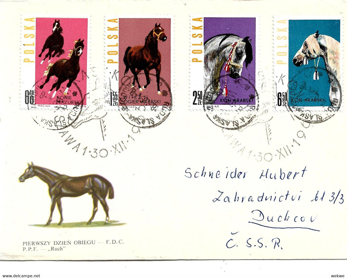 POL288 / POLEN - Pferde Von 1963 Auf Brief Nach Der CSSR - Storia Postale