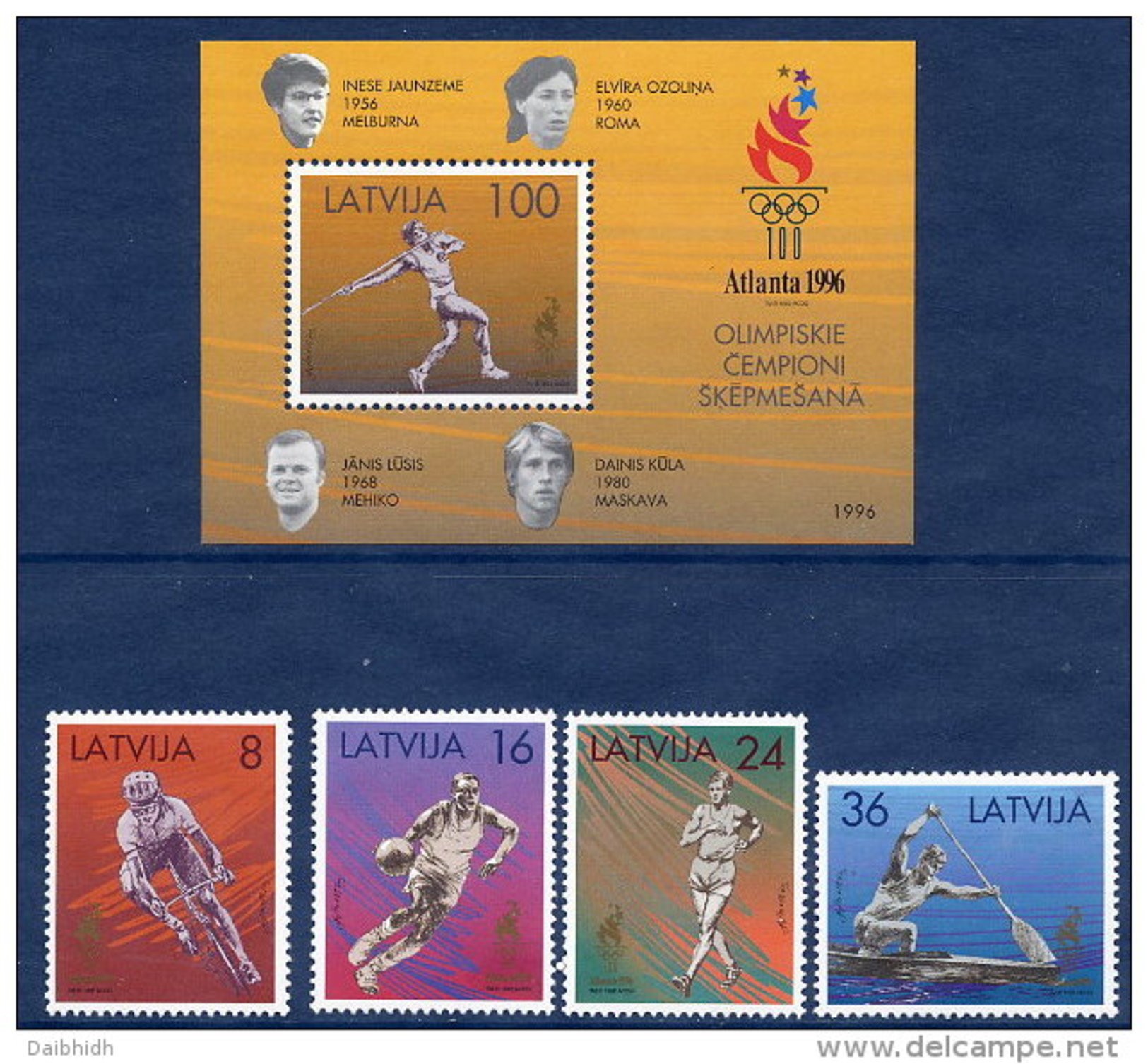 LATVIA  1996 Olympic Games Set Of 4 + Block MNH / **.  Michel 427-30, Block 9 - Lettland