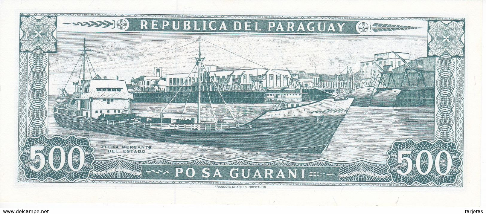 BILLETE DE PARAGUAY DE 500 GUARANIES DEL AÑO 1952 SIN CIRCULAR (UNCIRCULATED) (BANKNOTE) - Paraguay