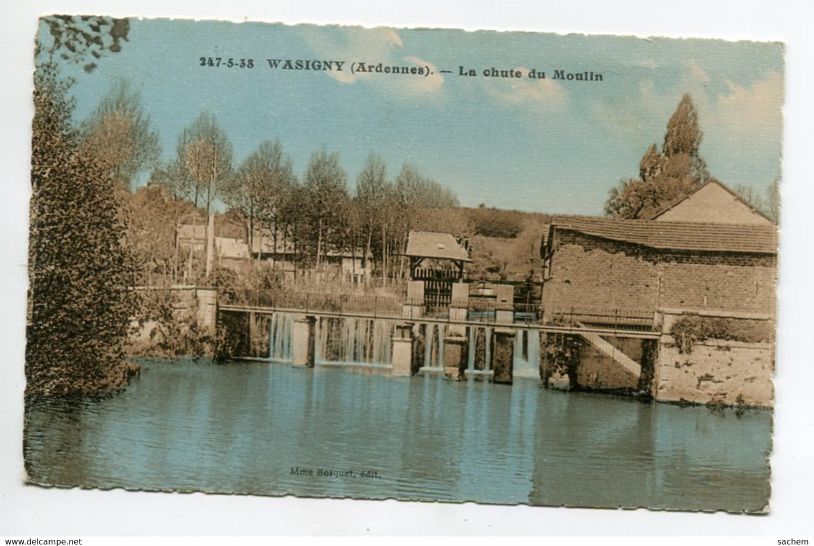 08 WASIGNY  La Chute Du Moulin Cascade Ecluse Vannes Edit Mme Bosquet 247- 5 -358  -  1930    D19 2020 - Otros & Sin Clasificación