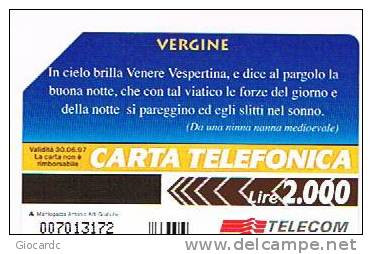 TELECOM ITALIA - OMAGGIO PRIVATE - CAT. C.&C. 3378 -  ZODIACO: VERGINE       2.000 - USATA - RIF. CP - Private - Tribute