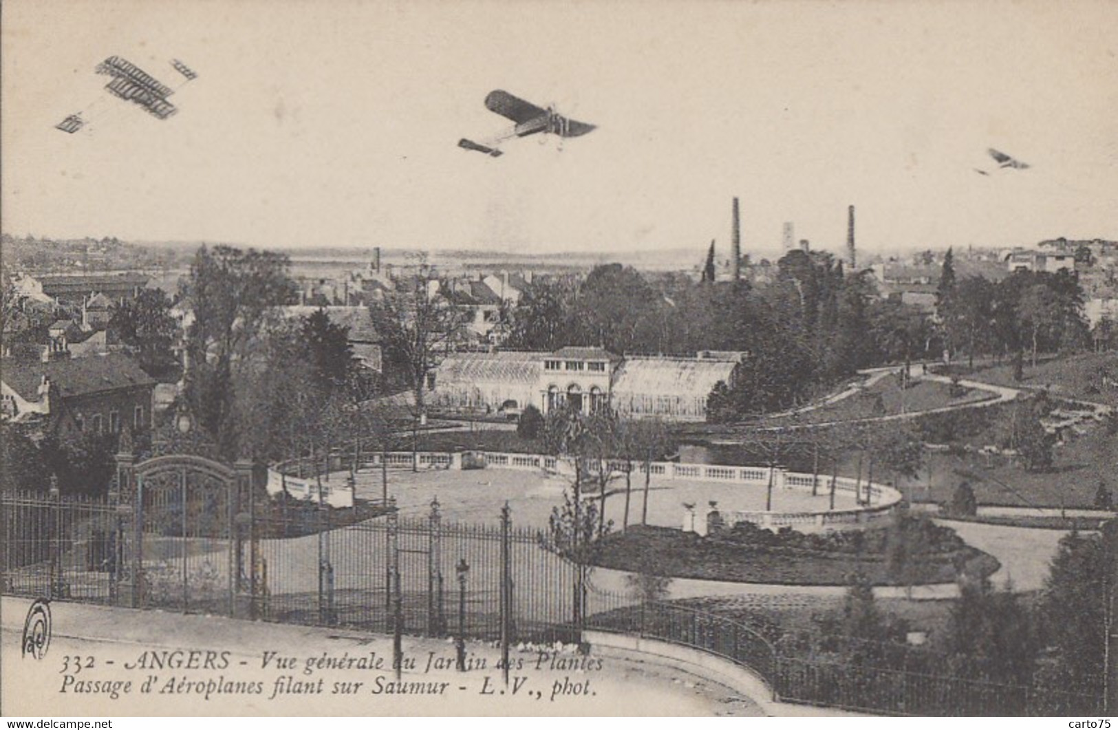 Aviation - Aéroplanes Au-dessus Du Jardin Des Plantes D'Angers - Serres - ....-1914: Voorlopers