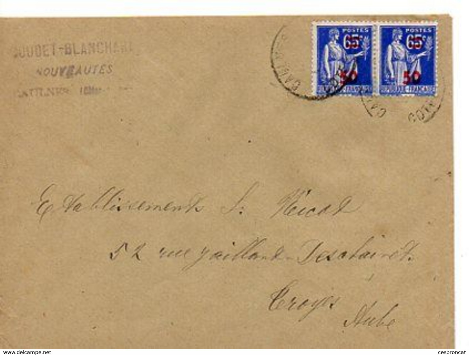 E 12  1940/44 Lettre Entete  Nouvautés à Caulnes - 1921-1960: Modern Period