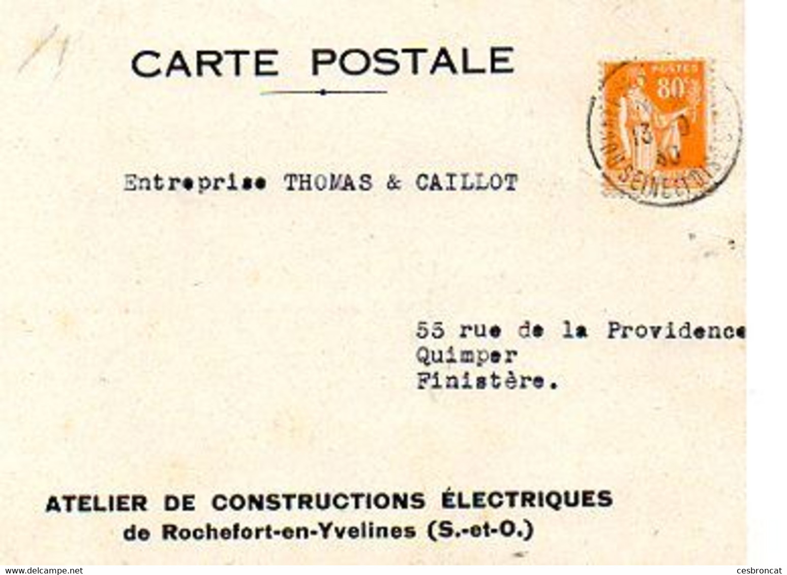 E 12  1940 Lettre/carte Entete Constructions électriques à Rochefort En Yvelines - 1921-1960: Modern Period