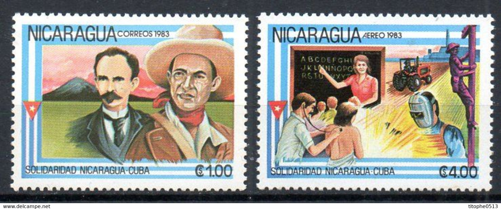 NICARAGUA. N°1311 + PA 1046 De 1983. José Marti/Tracteur. - Agriculture