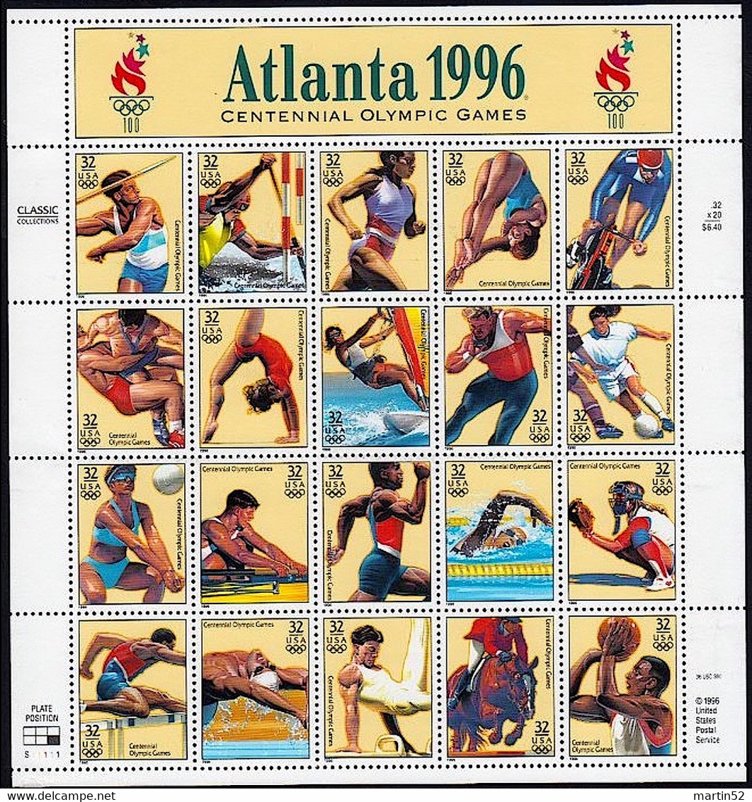 From US-sheet / Du Feuillet Des E.U. / Aus USA Bogen ATLANTA 1996: SPRINGREITEN EQUESTRIAN (32c ** Postfrisch MNH) - Salto