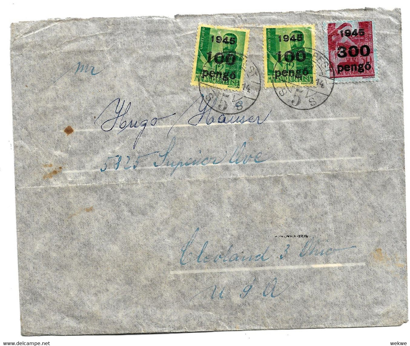 Ung260 / UNGARN - Bedarfsbrief Mit Infla-Überdruckmarken Nach USA Ex Pest - Storia Postale