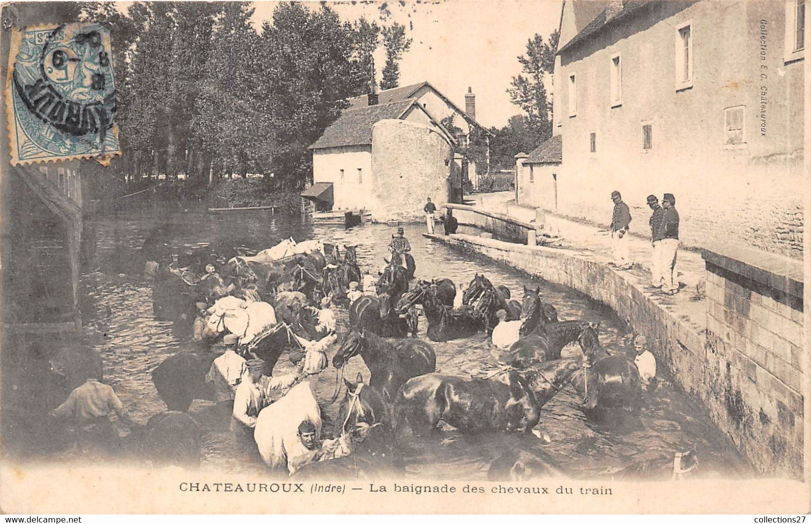 36-CHATEAUROUX- LA BAIGNADE DES CHEVAUX DU TRAIN - Chateauroux