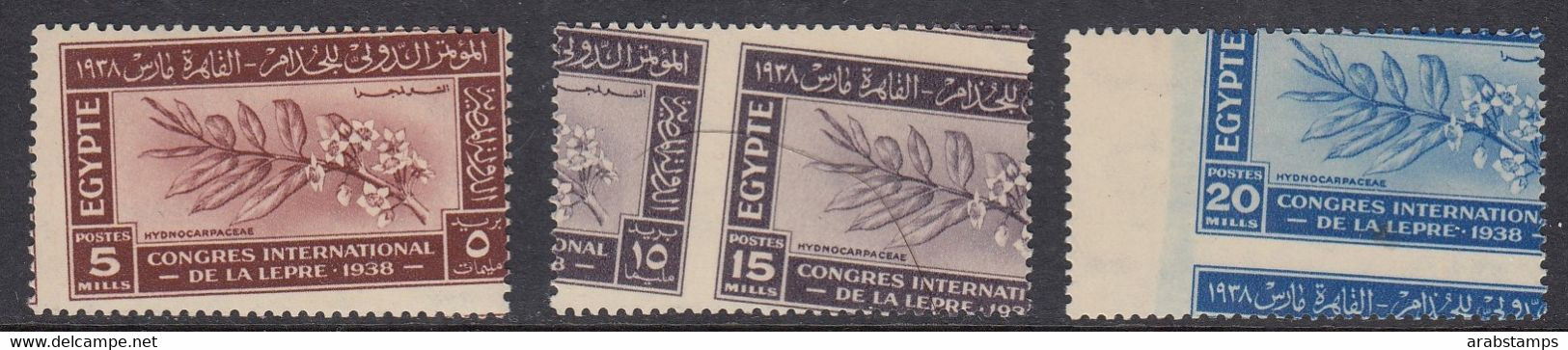 1938 Egypt Research Congress Royal Perforation Complete Set 3 Values S.G.273-275 MNH - Neufs