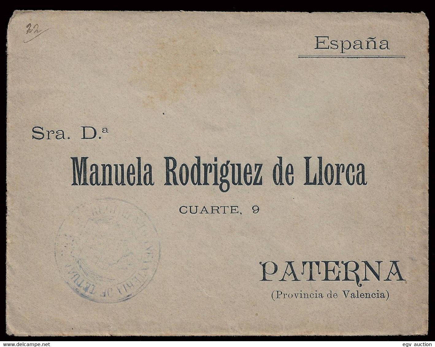 1898 - Carta Circulada De Cuba A Paterna Con Franquicia Militar "Regimiento De Infantería Tetuán" (violeta) - Franquicia Militar