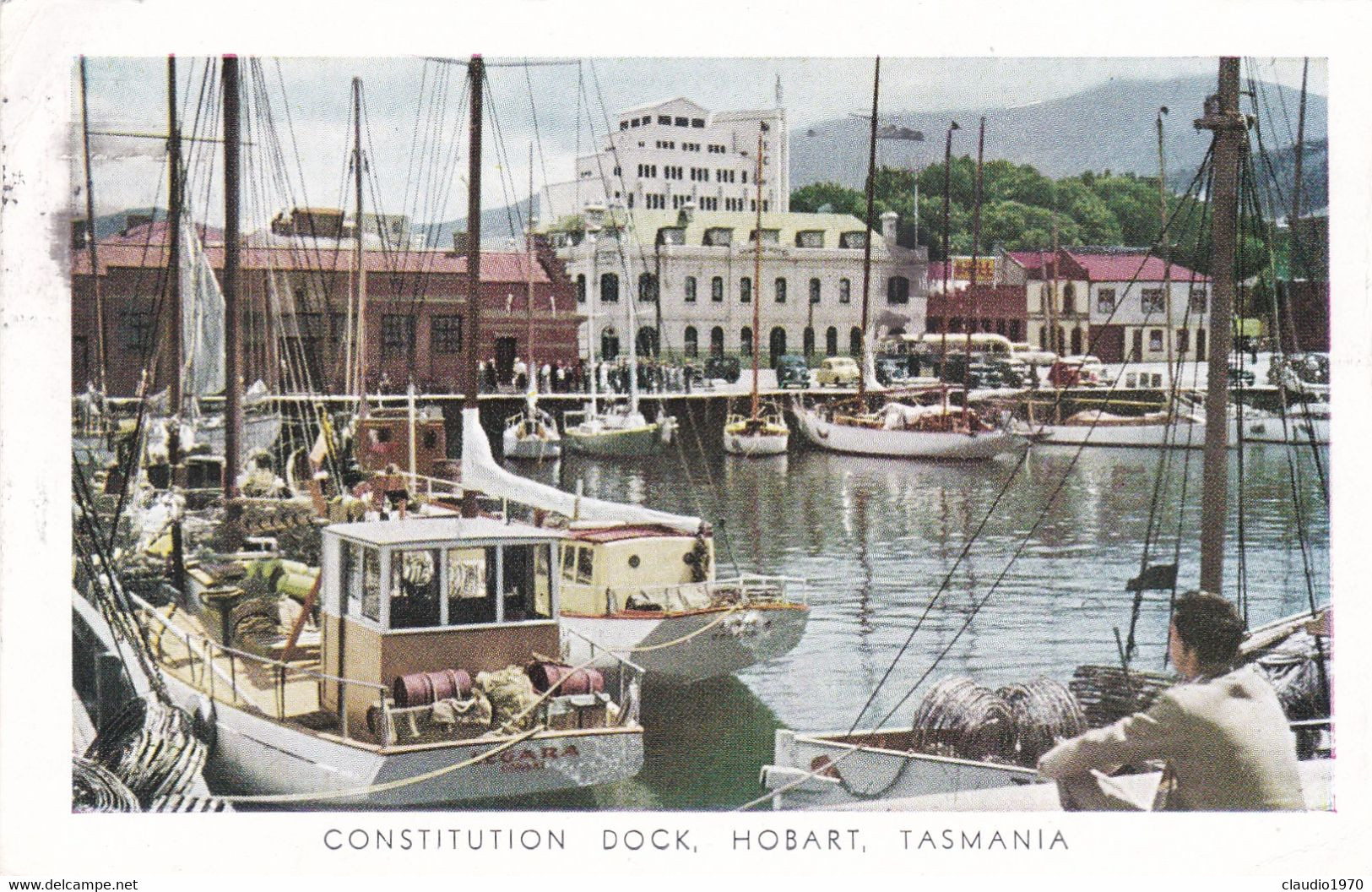 AUSTRALIA - CARTOLINA  - CONSTITUTION DOCK - HOBART , TASMANIA -  V.G. PER TRENTO -ITALIA - Hobart