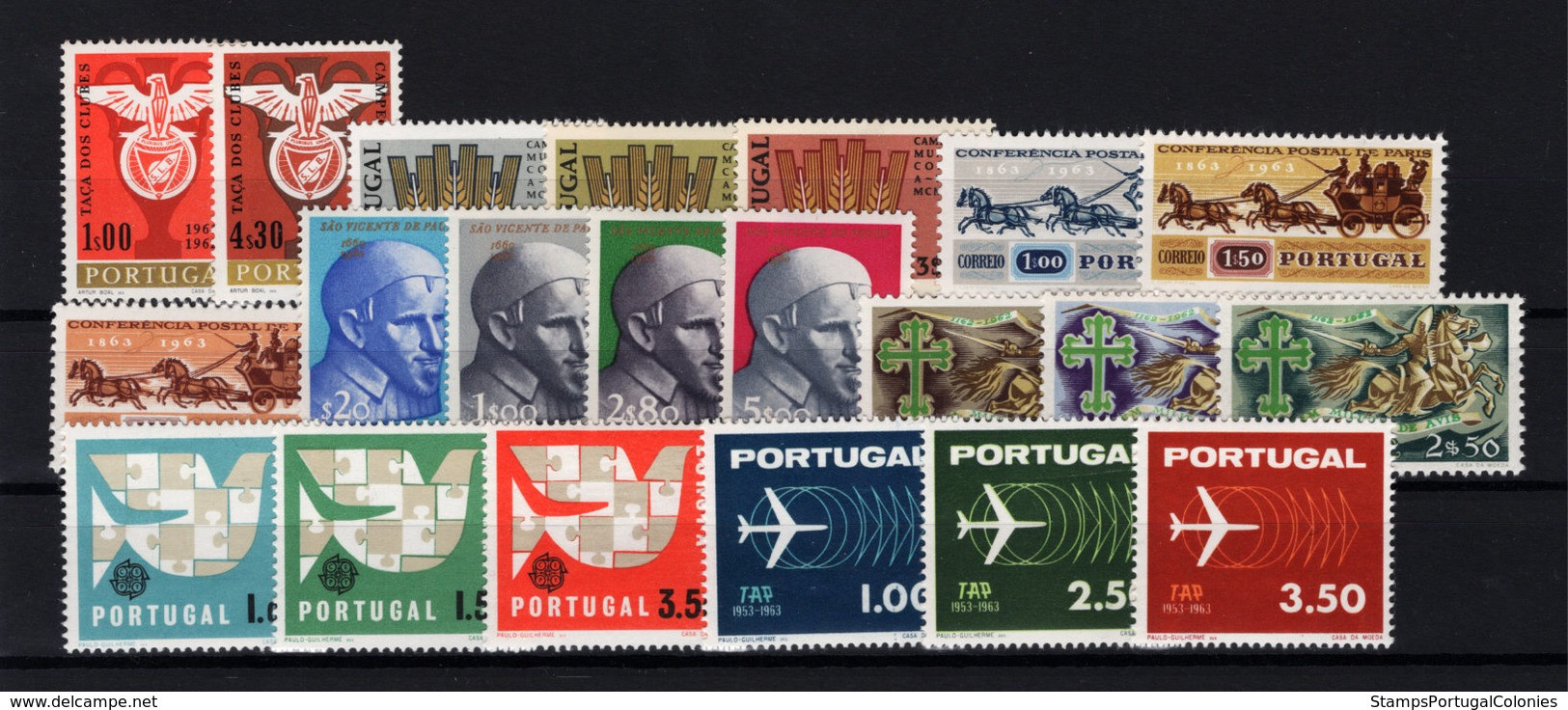 1963 Portugal Complete Year MNH Stamps. Année Compléte Timbres Neuf Sans Charnière. Ano Completo Novo Sem Charneira. - Années Complètes