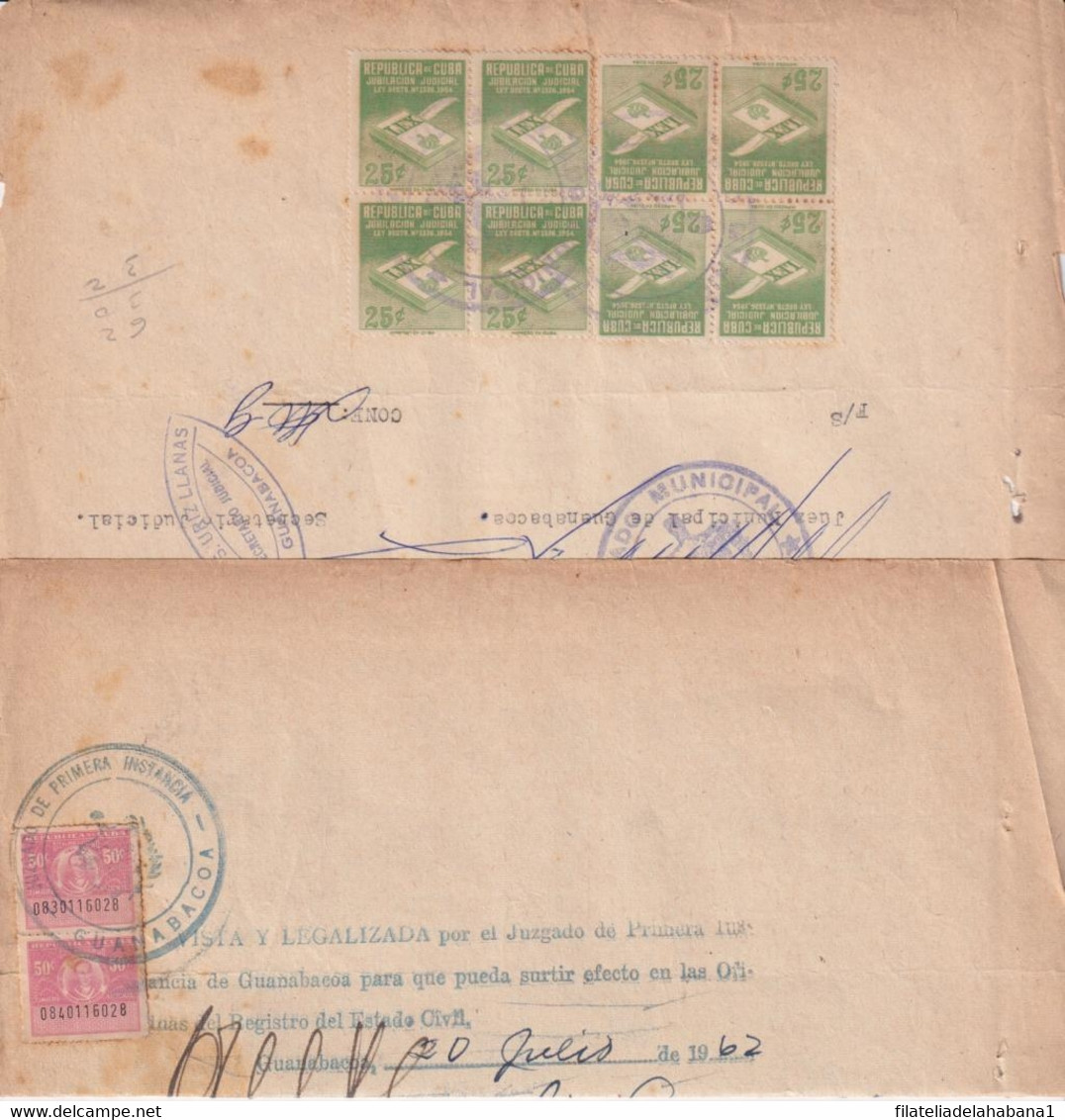 REP-419 CUBA (LG1920) REVENUE 1962 DOCS 50c (2) TIMBRE + 25c (8) JUBILACION NOTARIAL. - Postage Due
