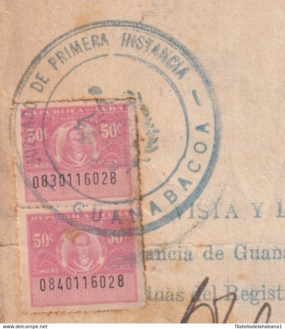 REP-419 CUBA (LG1920) REVENUE 1962 DOCS 50c (2) TIMBRE + 25c (8) JUBILACION NOTARIAL. - Portomarken