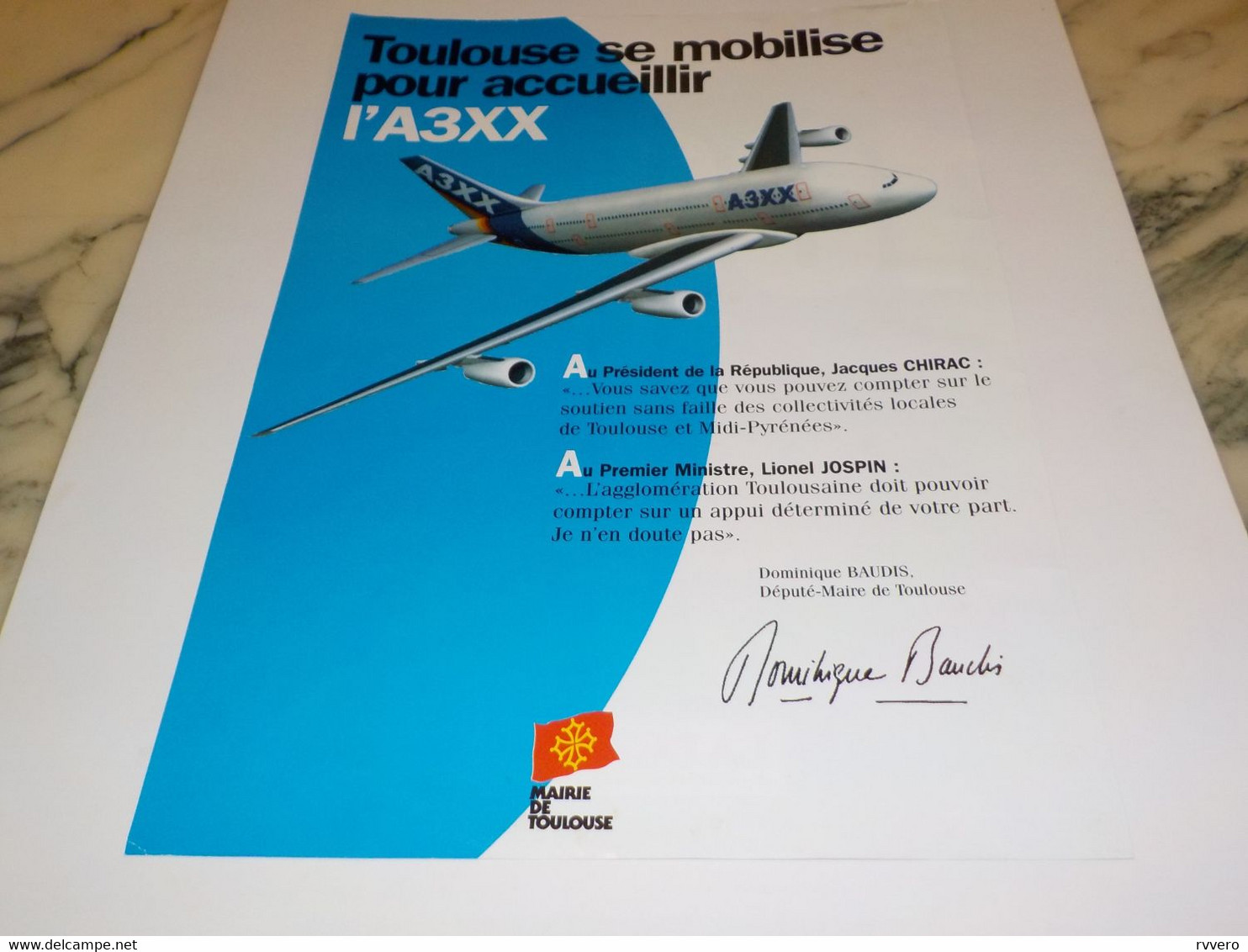 ANCIENNE PUBLICITE TOULOUSE SE MOBILISE AVEC AIRBUS 1998 - Advertisements