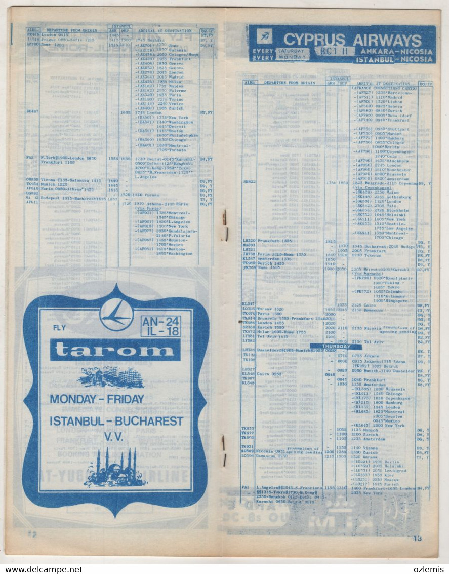 INTERNATIONAL AIR ROUTES TO FROM TURKEY -AIR TIPS TURKEY JUNE 1975