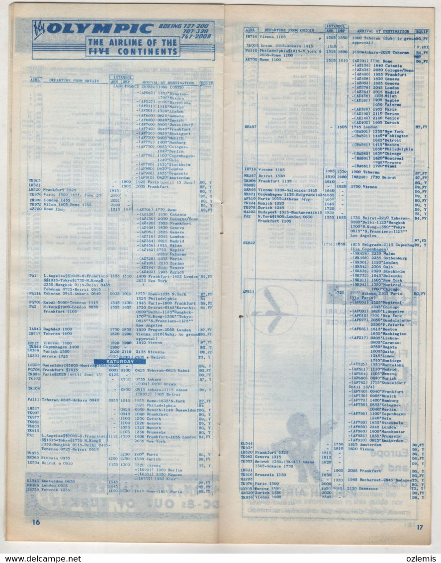 INTERNATIONAL AIR ROUTES TO FROM TURKEY -AIR TIPS TURKEY JUNE 1975