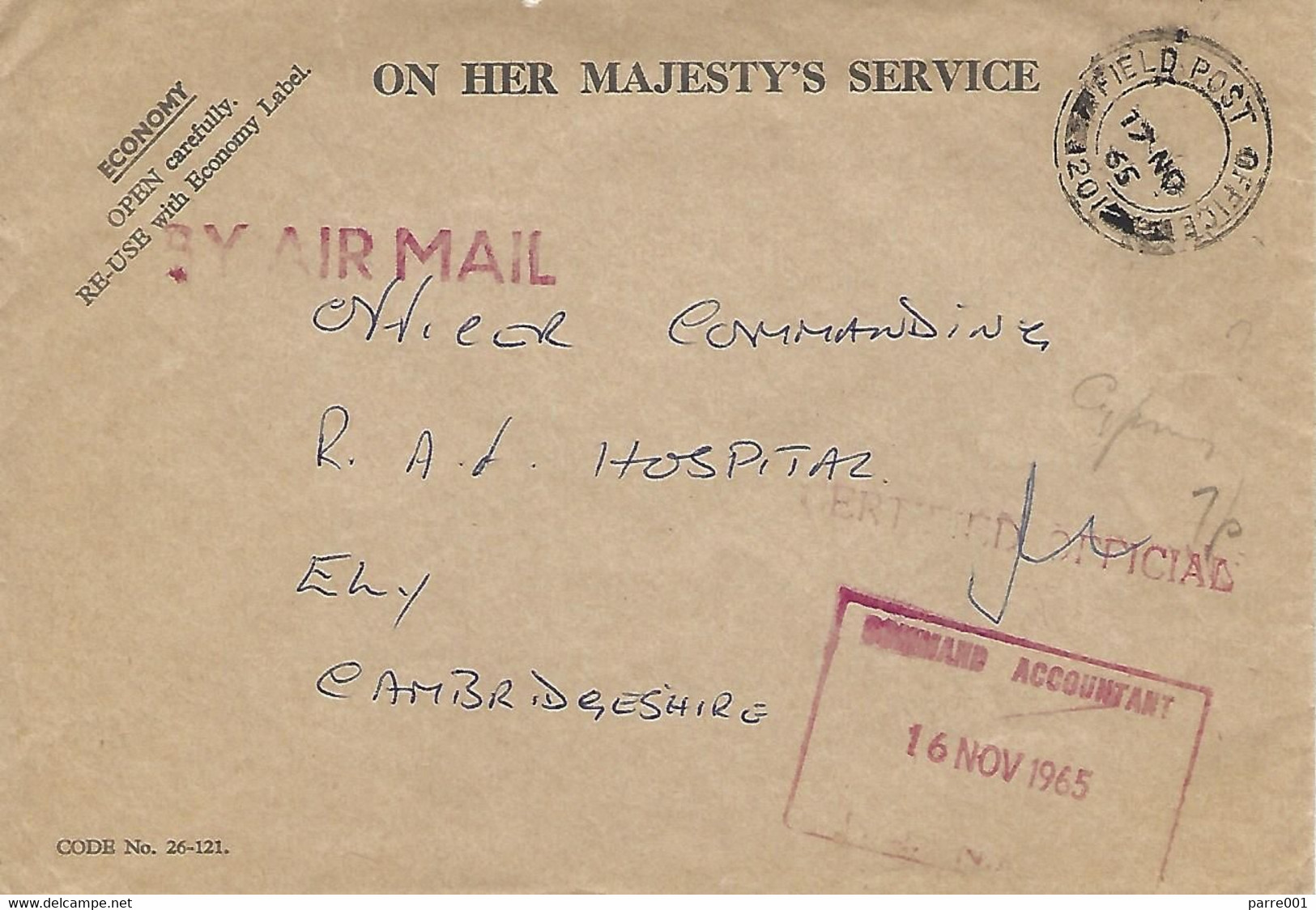 UK 1965 FPO 201 RAF Dhekelia Cyprus Forces Official Cover To RAF Hospital - Militaria