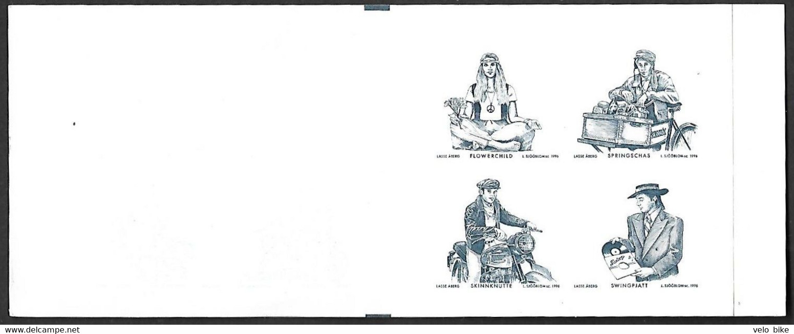 Sweden Test Booklet 1996 Proof Four Decades Hippie Errand Boy Flowerchild Zootsuiter Biker Vélo Cycling Fiets Cyclism - Andere & Zonder Classificatie